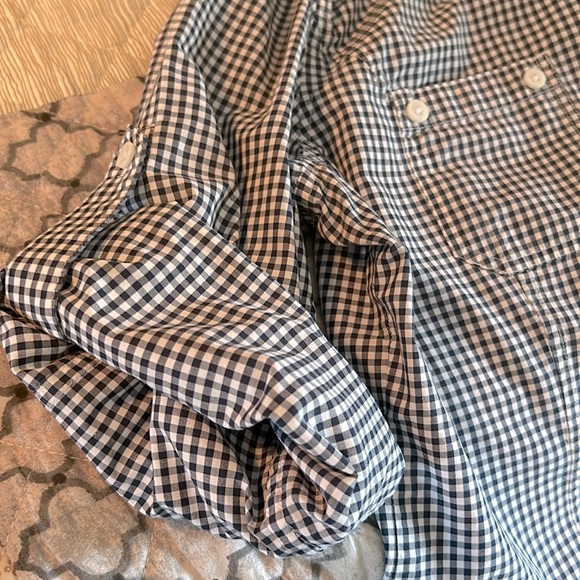 Womens Cotton navy Gingham Shirt. Jones New York. Tags say Lg. but fits like Med - Picture 5 of 12